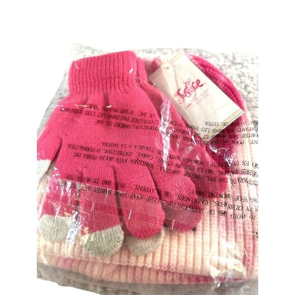 Justice Girls Hat & Glove Set Pink OS NWT - Picture 2 of 4